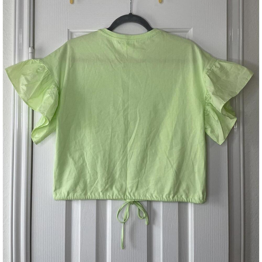 Anthropologie Women’s Ruffled Drop Shoulder Top Sz Small - Picture 4 of 9